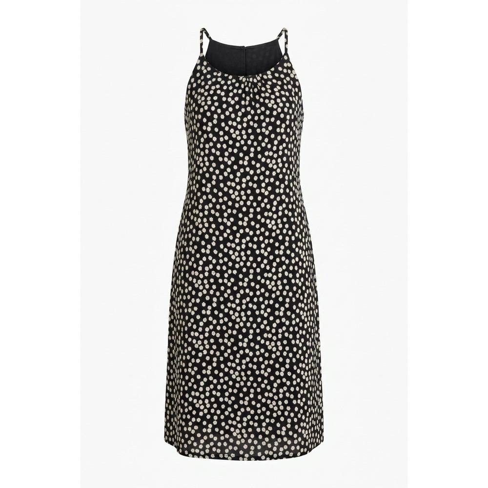 Matty M Womens Black Daisy Floral Midi Dress XS‎ Adjustable Straps Pockets